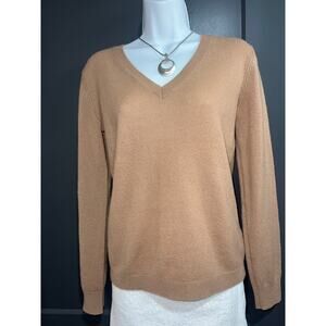 Nordstrom Women’s 100% Cashmere V-Neck Sweater – XS Tan/Brown